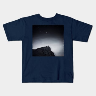 existence - man on barren rock at night Kids T-Shirt